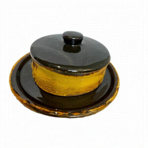 Vintage butter ceramic artisan dish